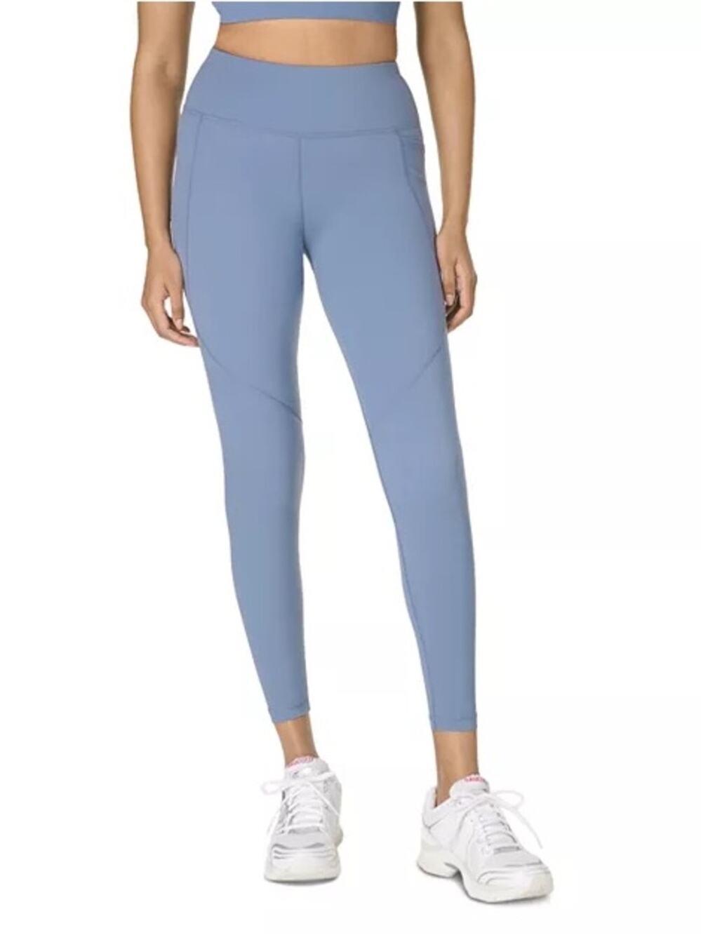 Sweaty Betty Power Leggings 7/8 Blue Zip Pocket High Waist Workout Pants 8